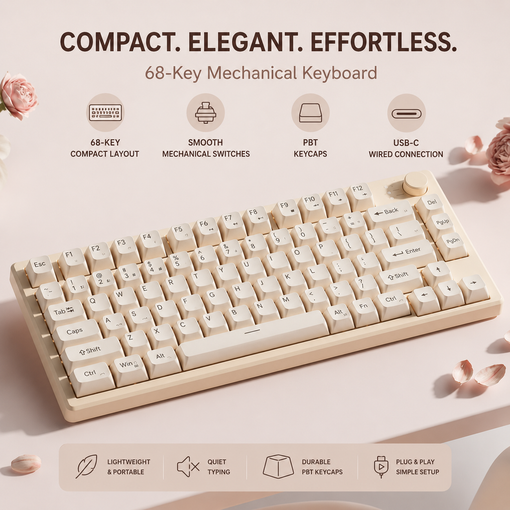 Bluetooth computer keyboard (khaki color)